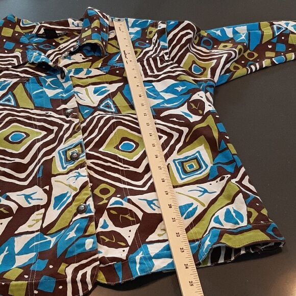 Mirror Image Quarter Sleeve Brown Blue and Green Print Jacket - Picture 6 of 6